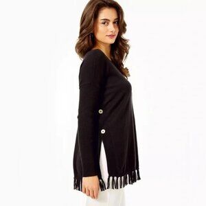 Gorgeous Lilly Pulitzer Ramona Fringe Sweater, Size S Small in Black